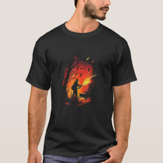 T-shirt Cool Angler on Fire for burning fishering love & F