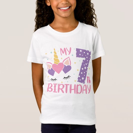 T-Shirt cool Anniversaire licorne âge 7 (Devant)