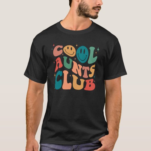 T-shirt Cool Aunt Club Groovy Retro Smile Face Cool Aunt C (Devant)