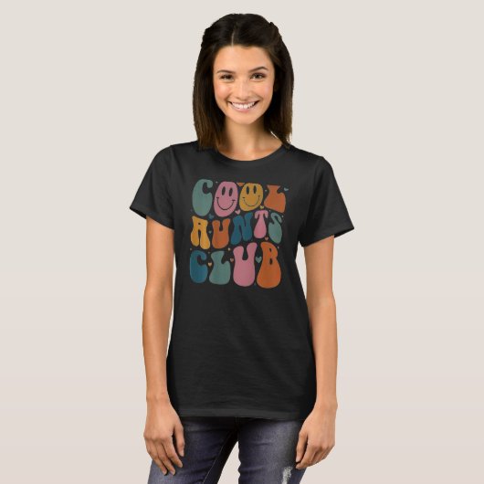 T-shirt Cool Aunt Club Groovy Retro Smile Heart on back (Devant entier)