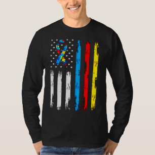 T-shirt Cool Autisme American Flag Sensibilisation