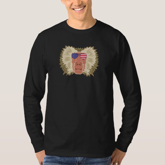 T-shirt Cool Baboon Porté Drapeau Usa Lunettes de soleil U (Devant)