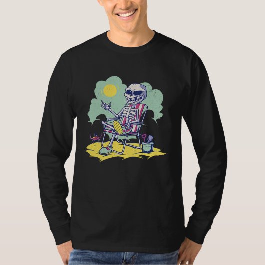 T-shirt Cool Beach Vacation Skeleton Summer Time Crab Scho (Devant)