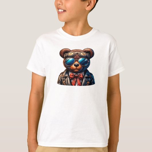 T-shirt Cool Bear Aviator Cartoon – Retro Pilot (Devant)