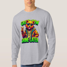 Cool bear wearing sunglasses and hoodie making pea