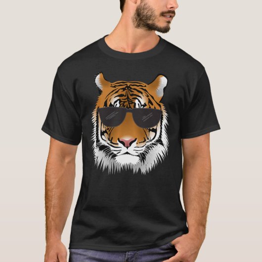 T-shirt Cool Bengal Tiger With Sunglasses Bengal Tiger Hea (Devant)