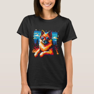 T-shirt Cool berger allemand chien Pixel style d'art Noël