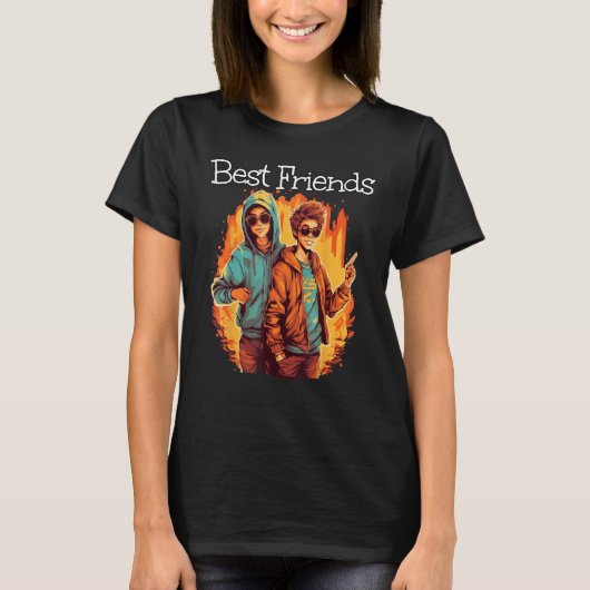 T-shirt Cool Bestfriends on Fire and Flames (Devant)