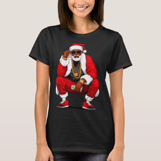 T-shirt Cool Black Man Santa Claus Christmas African Ameri (Devant)