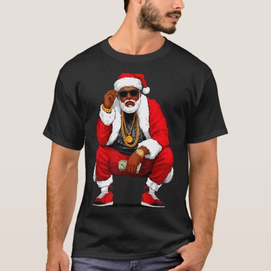 T-shirt Cool Black Man Santa Claus Christmas African Ameri (Devant)
