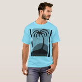 T-shirt Cool Blue Tropics Palm Tree Artisan Crochet Imprim (Devant entier)