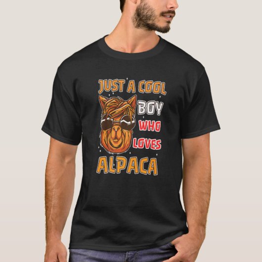 T-shirt Cool Boy Cute Alpaca Mammal Llama Lama Pacos Ferme (Devant)