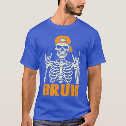 T-shirt Cool Bruh Rocker Skeleton Halloween Punk Rock Men (Devant)