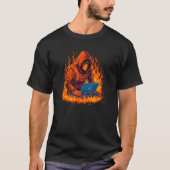 T-shirt Cool brûlant IT Hacker avec flammes et incendie po (Devant)