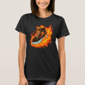 T-shirt Cool brûler des bottes avec flammes pour chaussure (Devant)