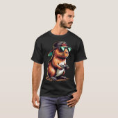 T-shirt Cool Capybara Playing Video Games. Funny Gamer Cap (Devant entier)