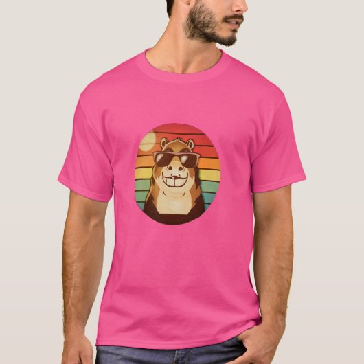 T-shirt Cool Capybara Sunset Pop Art Design (Devant)