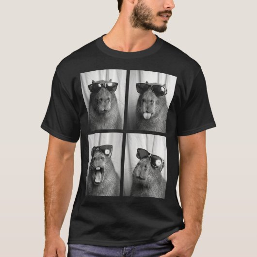 T-shirt Cool Capybara With Sungles Photobooth Funny Rodent (Devant)