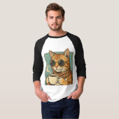 T-shirt Cool Cat Coffee Retro Style Design for Cat Lovers (Devant entier)
