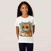 T-Shirt Cool Cat Coffee Retro Style Design for Cat Lovers (Devant entier)