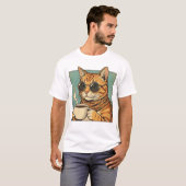T-shirt Cool Cat Coffee Retro Style Design for Cat Lovers (Devant entier)