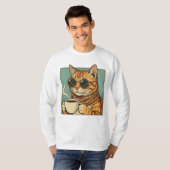 T-shirt Cool Cat Coffee Retro Style Design for Cat Lovers (Devant entier)