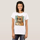 T-shirt Cool Cat Coffee Retro Style Design for Cat Lovers (Devant entier)