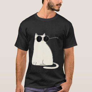 T-shirt Cool Cat in Shades — Minimal White Kitty