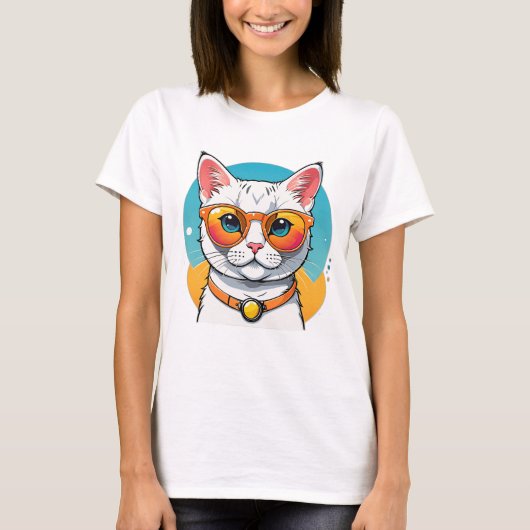 T-shirt Cool Cat in Sunglasses  (Devant)