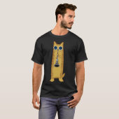 T-shirt Cool Cat Playing The Clarinet Design Hippy Hipster (Devant entier)