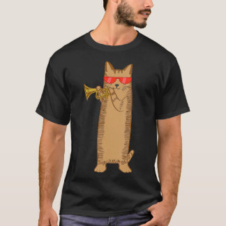 T-shirt Cool Cat Playing The Trumpet Wearing Sunglasses