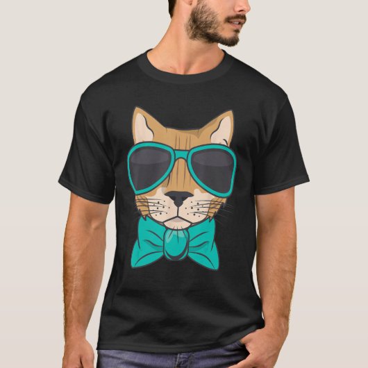 T-shirt Cool Cat With Glasses (Devant)