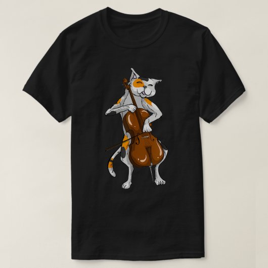 T-shirt Cool Chat Jouer Cello Funny Kitten Instrument Pl (Design devant)