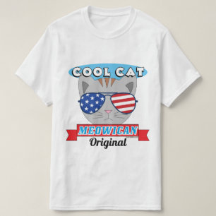 T-shirt Cool Chat Meowican Original Patriotic Funny Pun