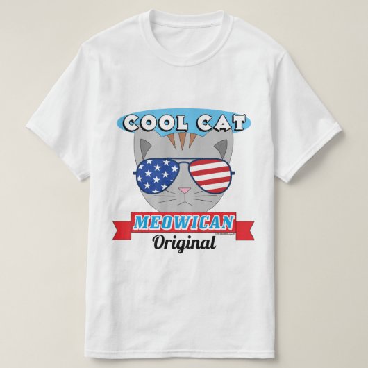 T-shirt Cool Chat Meowican Original Patriotic Funny Pun (Design devant)