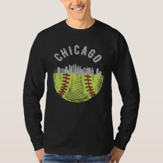 T-shirt Cool Chicago Illinois IL Skyline Softball Fan City