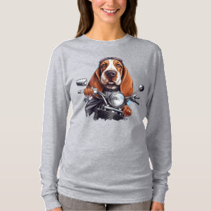 T-shirt Cool chien biker, joli basset hound chien conducte