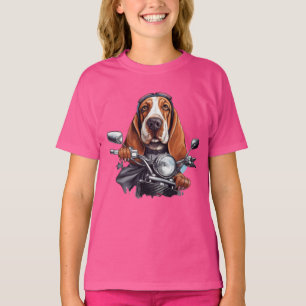 T-shirt Cool chien biker, joli basset hound chien conducte
