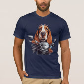 T-shirt Cool chien biker, joli basset hound chien conducte (Devant)