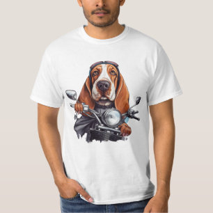 T-shirt Cool chien biker, joli basset hound chien conducte