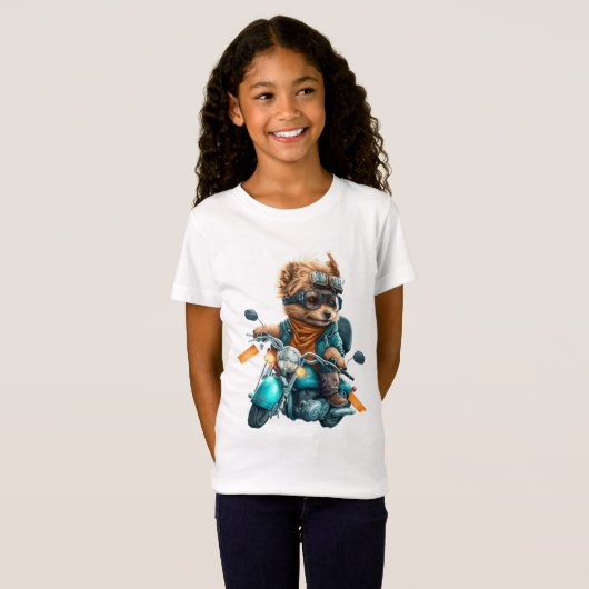 T-Shirt Cool chien biker, mignon Yorkshire terrier chien c (Devant entier)