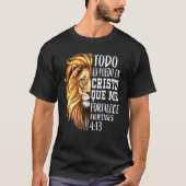 T-shirt Cool Christian Hommes Espagnol Bible Verse Lion De (Devant)