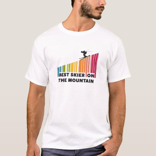 T-shirt Cool Code Barre Conception Meilleur Skieur Sur La (Devant)