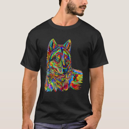 T-shirt Cool couleur Wolf visage 1 (Devant)