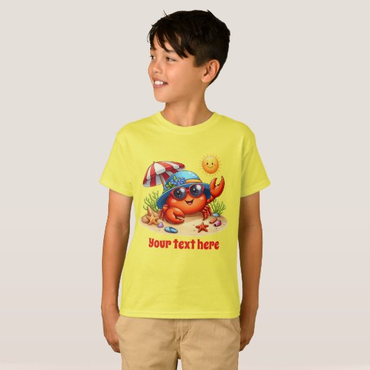 T-shirt Cool crabe ajouter texte plage filles (Devant entier)