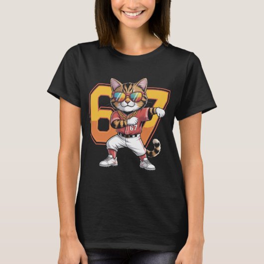 T-shirt Cool Dabbing Cat 67 Baseball Sports Fan Gift | Fun (Devant)