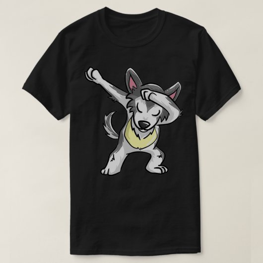 T-shirt Cool Dabbing Wolf Funny Hiphop Coyote Dog Dancing (Design devant)