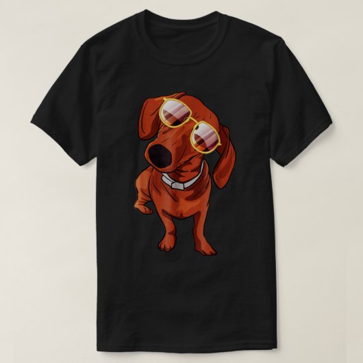 T-shirt Cool Dachshund Chien portant des lunettes de solei (Design devant)