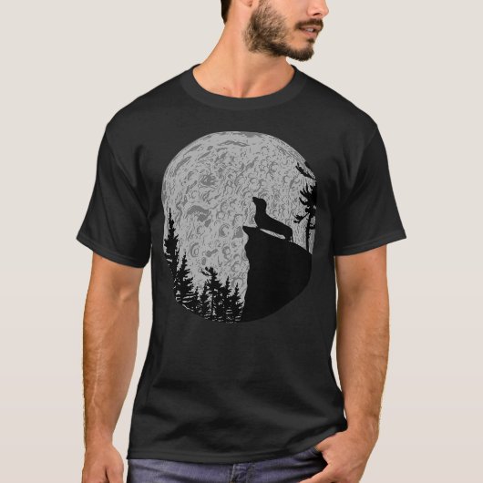 T-shirt Cool Dachshund Full moon Dog Lover (Devant)