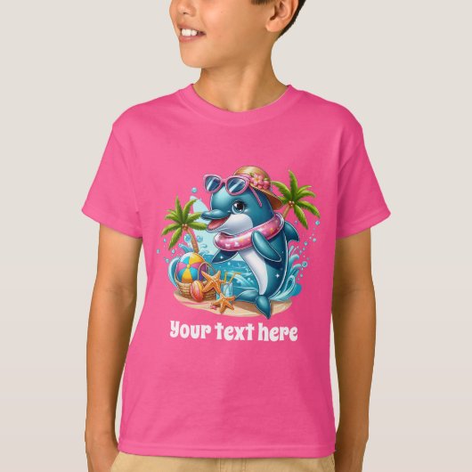 T-shirt Cool dauphin ajouter texte pool filles (Devant)